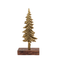Small Gilded Gold Spruce Tree on Wood Base