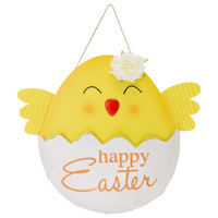 Metal Happy Easter Chick Sign