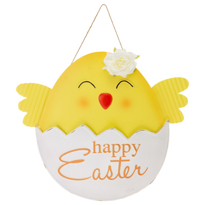 Metal Happy Easter Chick Sign