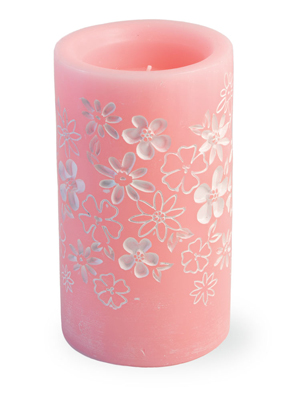 Pink Floral LED Candle