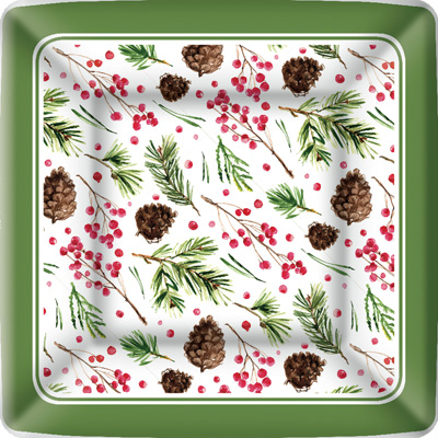 Rosanne Beck Pinecone Pattern Square Paper Dinner Plate