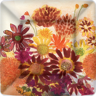 Bunch of Fall Flowers Square Paper Dinner Plate