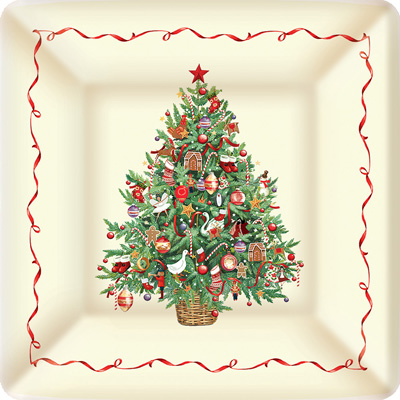 Christmas Tree Square Paper Dinner Plate