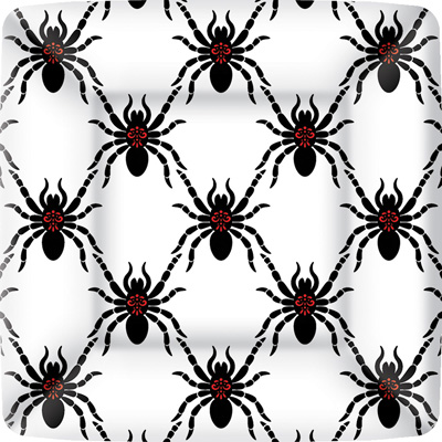 Rosanne Beck Black Spiders Square Paper Dessert Plate