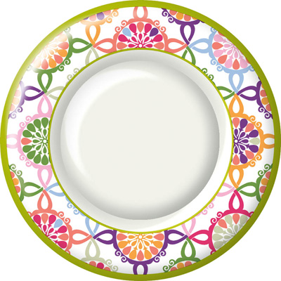 Colorful Tile Pink Paper Round Dinner Plate