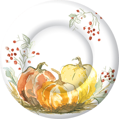 Painted Pumpkin Round Paper Dinner Plate