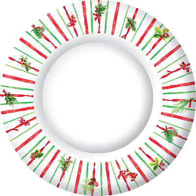 Ribbon Stripe Round Paper Dinner Plate