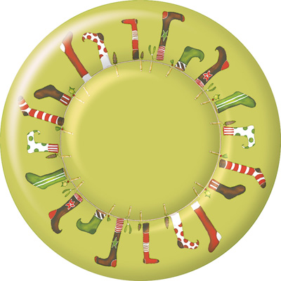 Crazy Christmas Stockings Lime Round Paper Dessert Plate