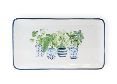 Blue Topiary Rectangle Plate
