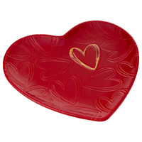 Embossed Red Heart Plate with Gold Heart Outline