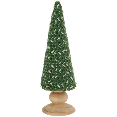 Large Wool Green & White Cone Tree