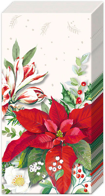 Christmas Florals Pocket Tissue white