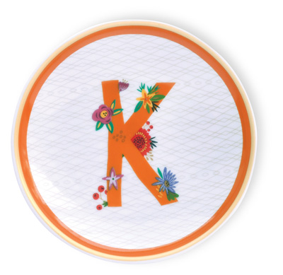 Rosanne Beck Floral Monogram K Accent Dish