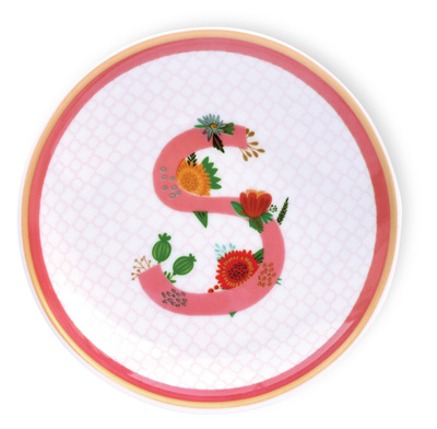Rosanne Beck Floral Monogram S Accent Dish