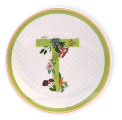 Rosanne Beck Floral Monogram T Accent Dish