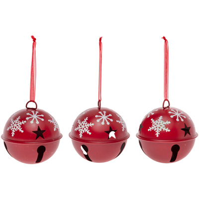 LG Red & White  Bell Ornaments (set of 3)