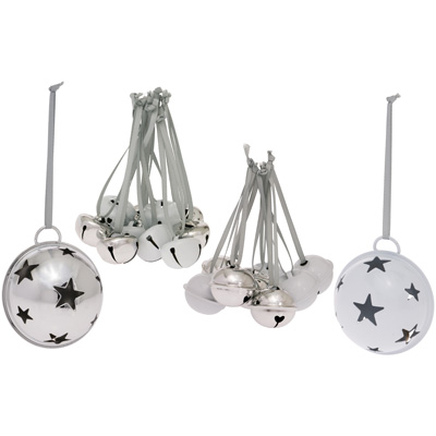 White & Silver Bell Ornaments (set of 20)
