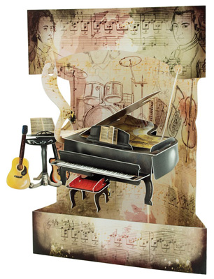 PIANO AND MUSIC DISPLAY SWING CARD