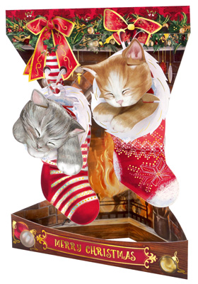 Santoro Christmas Kittens Swing Card