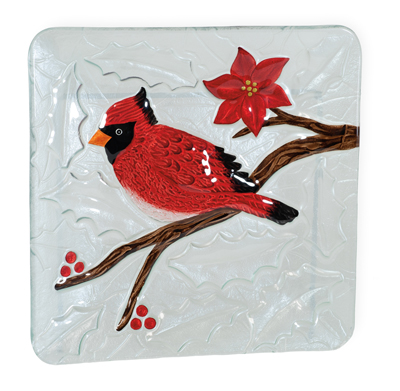 Red Cardinal Glass Plate