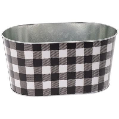 Black & White Check Oval Tin