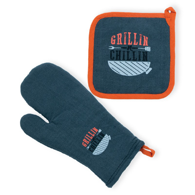 Grillin N Chillin Oven Mitt & Pot Holder Set