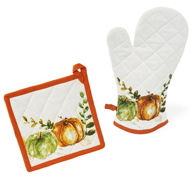 Pumpkin Harvest Oven Mitt & Pot Holder Set