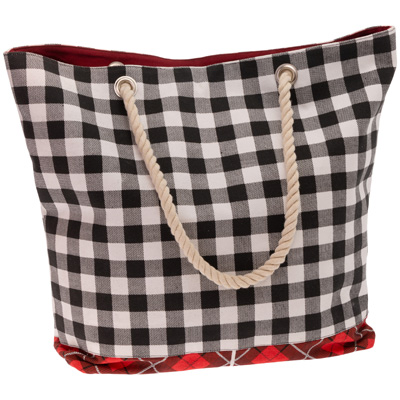 Tote Bag Black & White Xmas Plaid