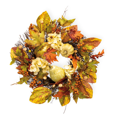 White Flowers & Gourds Wreath