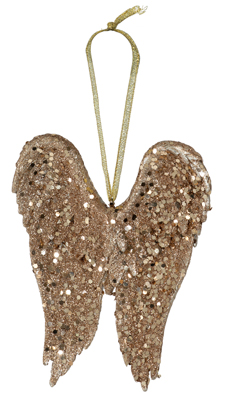 Gold Glittery Wings Ornament