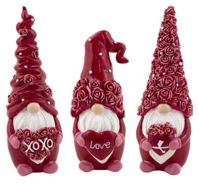 Rosy Love Gnomes (set of 3) red