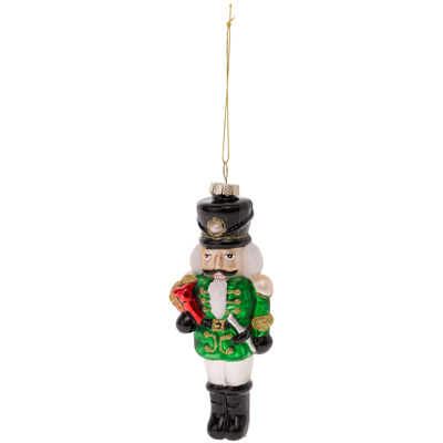 Glass Green Nutcracker Ornament