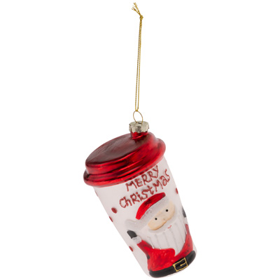 Glass Santa Cup Ornament