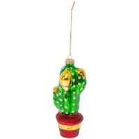 Glass Christmas Cactus Ornament