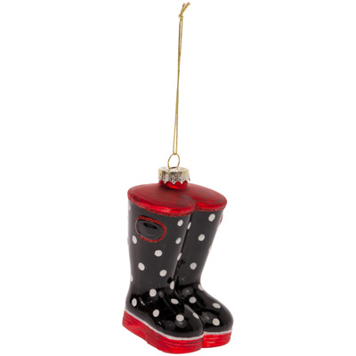 Glass Polka Dot Boots Ornament