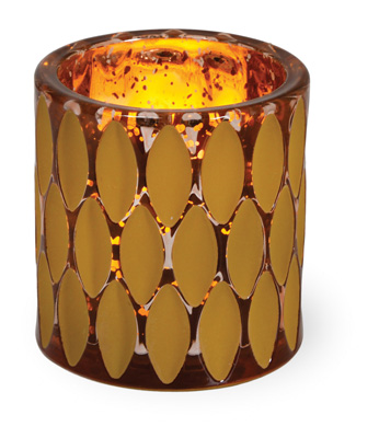 Indian Summer Glass Tealight Amber & Copper