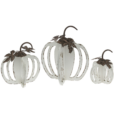 White Wood Pumpkins (set of 3)