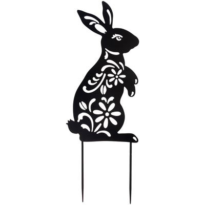 Floral Bunny Yard Stake