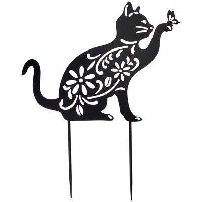 Floral Cat Yard Stake