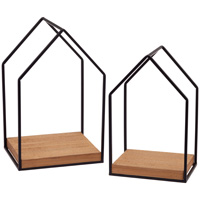 Metal & Wood House Shelf S/2