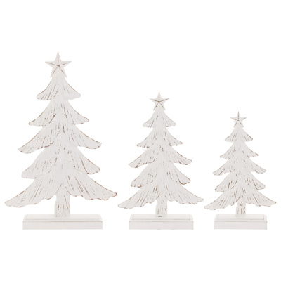 Weathered Winter White Trees (set of 3)