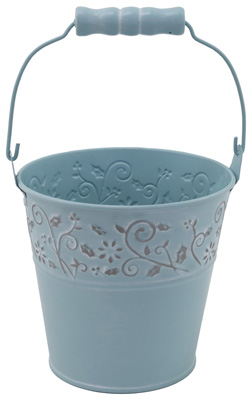 Small BLUE Floral Accent Bucket