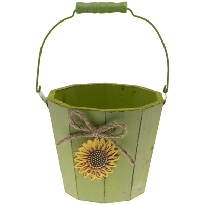 Green Wooden Sunflower Pail