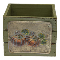 Olive Embossed Pumpkin Wood Crate