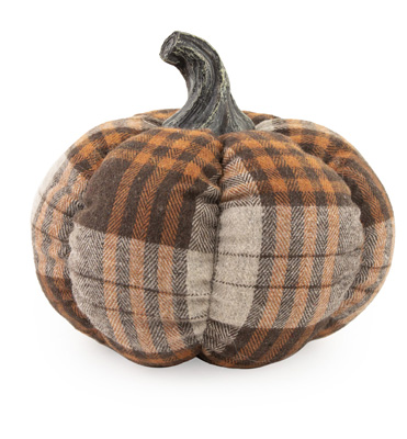 Small Plush Brown Plaid Pumpkin