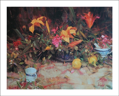 Lilies & Lemons Lithograph By Richard Schmid