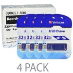 (4-pack) Verbatim 32gb Usb 2.0 Flash Drive (blue) - Retail Hangingblister Package