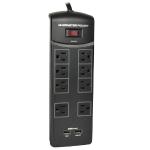 Monster Core Power 800 8-outlet 1440 Joules Surge Protector W/2 Usbcharging Ports (black)