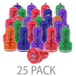 (25-pack) Atomic Micro 3.1a 15.5w Dual Port Usb Car Charger(assorted Colors) - Perfect For Charging Phones And Tablets!