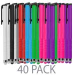 (40-pack) Atomic Micro Slim Stylus W/rubber Tip & Pocket Clip(assorted Colors)